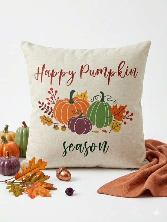 Other - Fall Thanksgiving Pumpkin Season Linen Pillow Cover 18x18